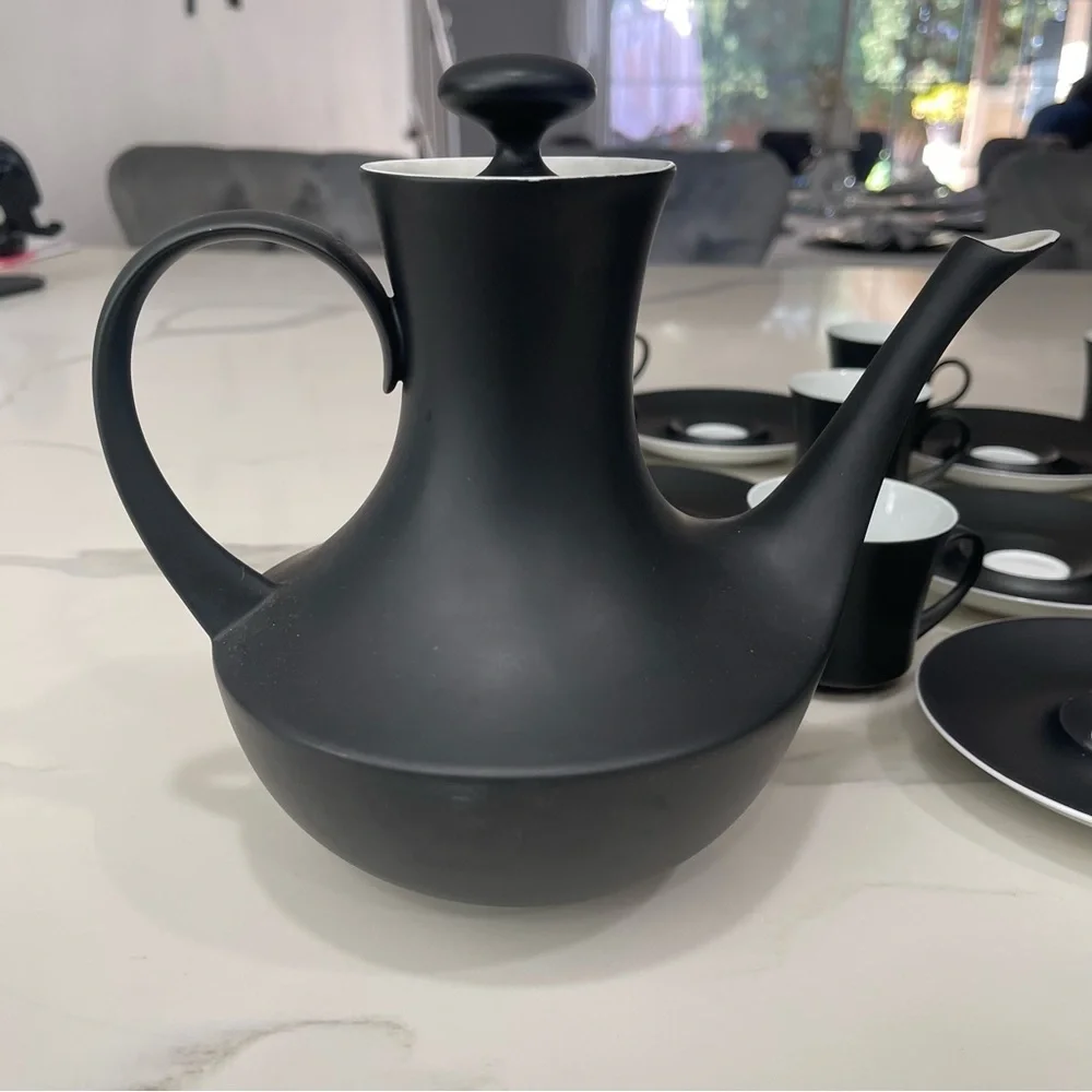 Espana Noche Block Bidasoa Black Matte Coffee Tea Set Vintage 25 Piece Set - Picture 16 of 16